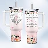 HYMONA Christian Gifts for Women, 40oz Tumbler with Bible Verse, Christian Tumbler for Women with Straw, Religious Gifts for Womens, Inspirational Birthday Christmas Presents for Her, Mom, Sister