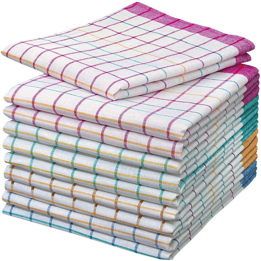 10-er Set Geschirrtücher | Trockentuch | Allzweck-Tücher bunt-kariert
