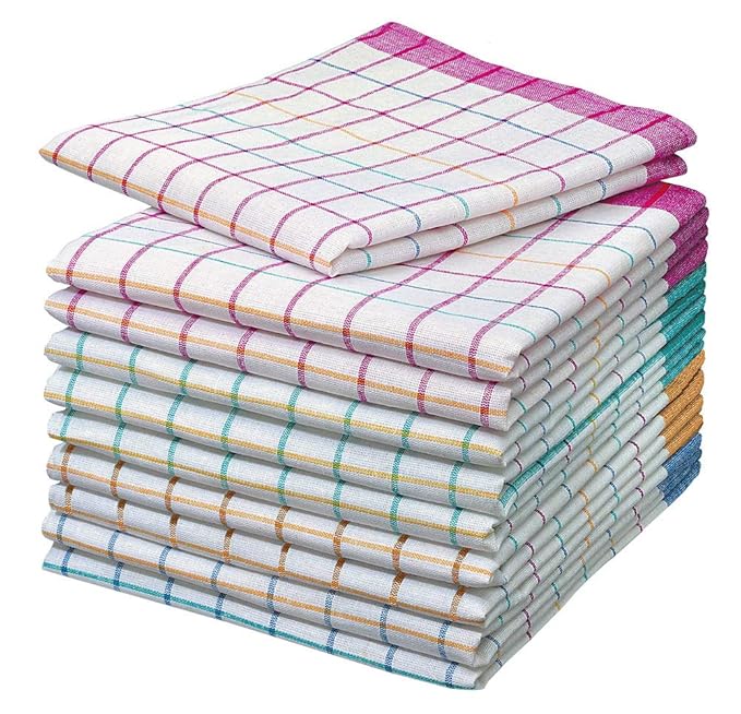 Home-Tex© 10-er Set Geschirrtücher | Trockentuch | Allzweck-Tücher bunt-kariert 50x70 cm aus 100% Baumwolle | ÖKO-TEX STANDAR