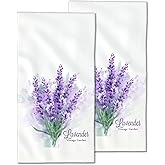 CXULIN 2 Pack Hand Bath Towel,Lavender Bouquet Watercolor Fingertip Towel Bathtub Decorative Bath Towel Bathroom Kitchen Towel Set Highly Absorbent SPA Gym Towels 14x28 Inch