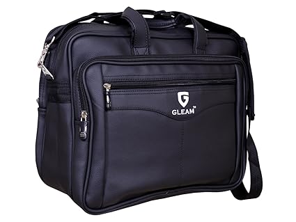 GLEAM Synthetic Leather 15.6 Black Laptop Briefcase