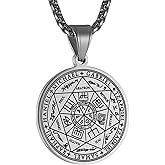 HZMAN Vintage Stainless Steel The Seal of The Seven Archangels Pendant Necklaces 22+2“ Chain