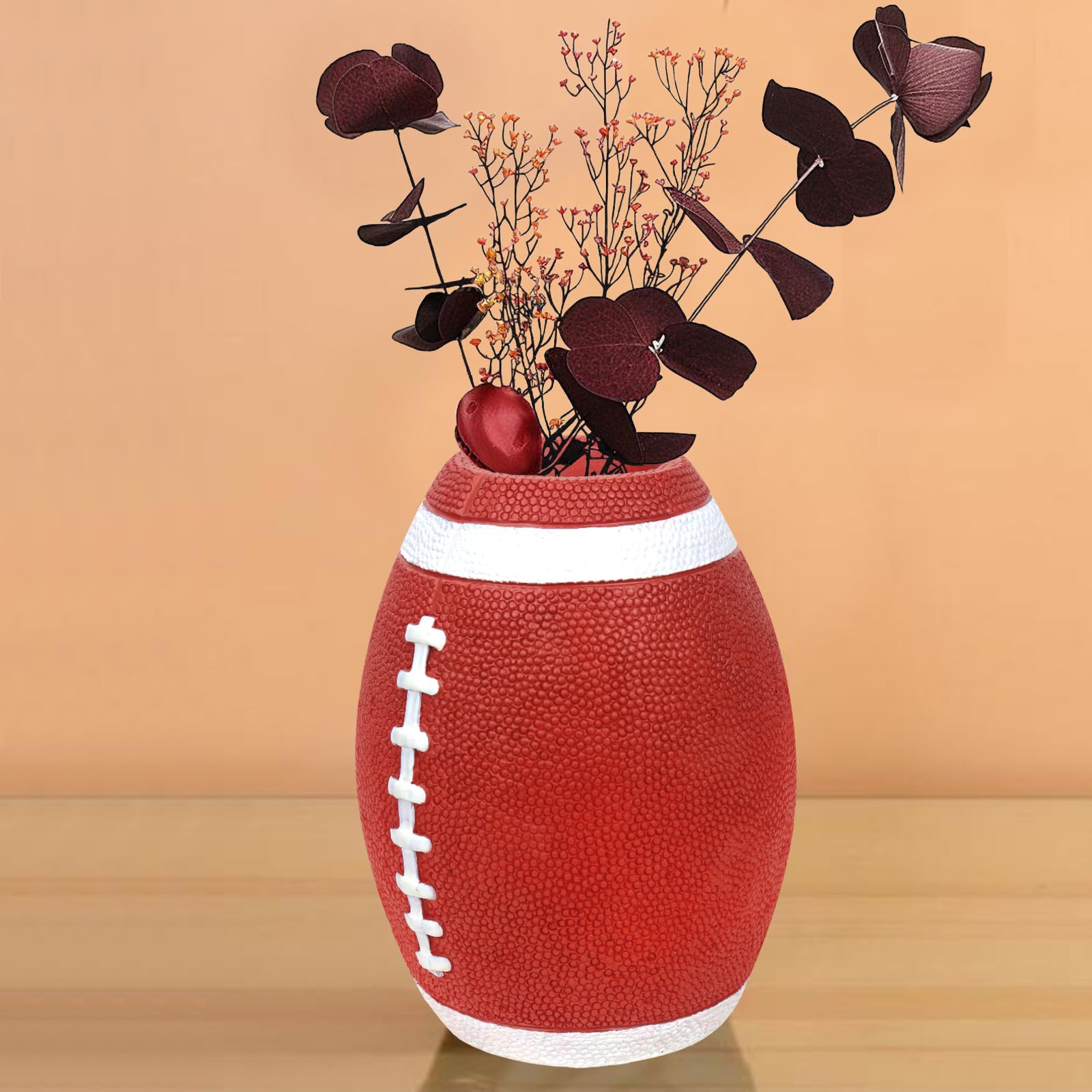 Photo 1 of MYFLOCY Unique Football Vase Decor Stuff Cute Rugby Vase Decorations for Home Football Centerpieces for Table Gifts (Brown)