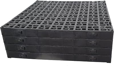 Srendi 4 x Black Plastic Paving Grid 500x500x40mm Interlocking 1m2