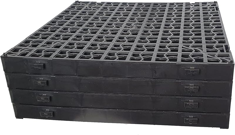 Srendi 4 x Black Plastic Paving Grid 500x500x40mm Interlocking 1m2