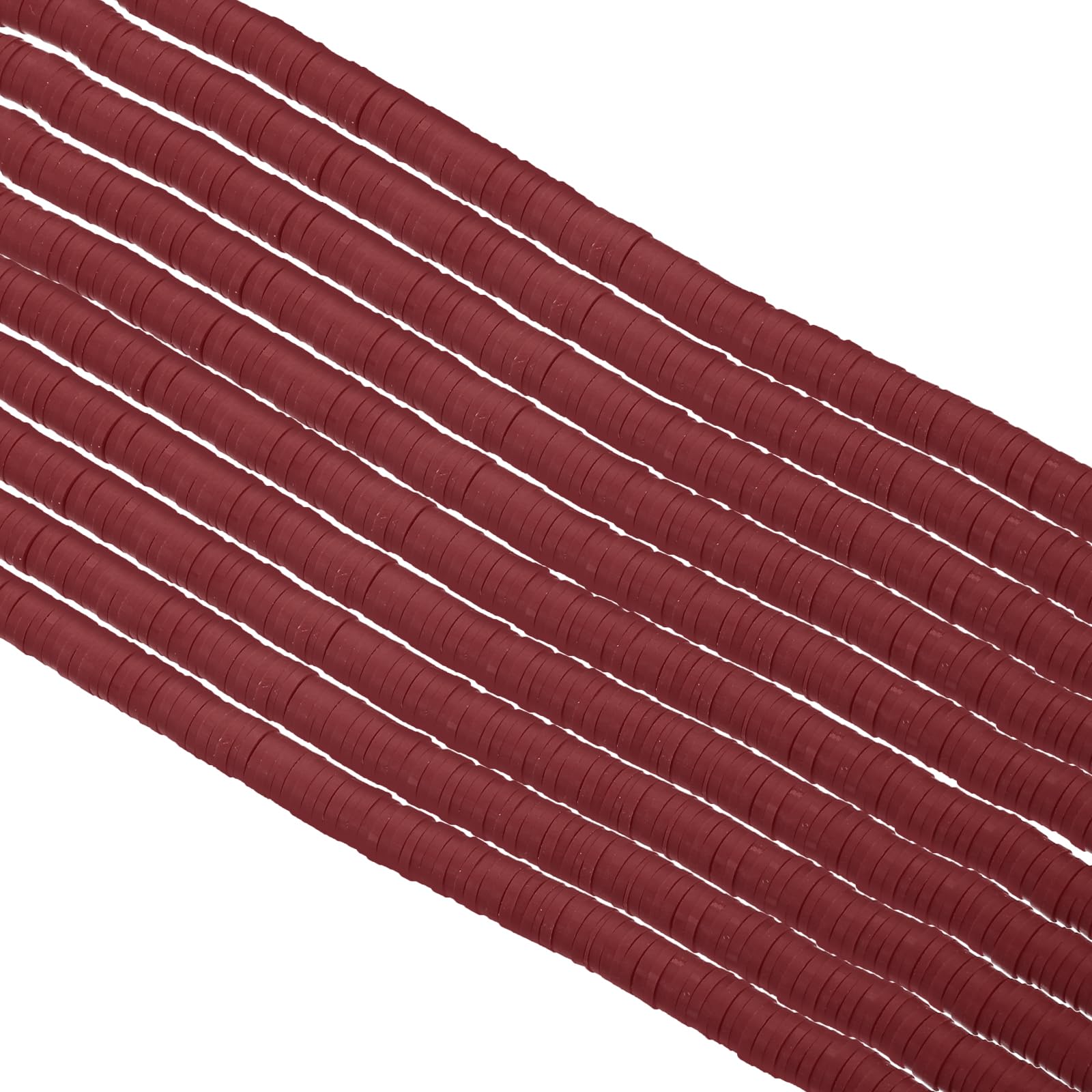 PATIKIL 6mm Polymer Clay Beads Spacer, 3500Pcs 10 Strands Round Flat Handmade Bead Spacer for Craft Home Decor Chain Bracelets Jewelry Making, Dark Red