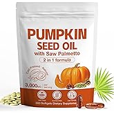 MaxHemp 3000mg Max Strength Pumpkin Seed Oil + Saw Palmetto Capsules (300 Softgels) - Cold-Pressed Blend, Supports Hair Growth, Prostate Health & Urinary Tract, Bladder Support, Immune Boost, Non-GMO
