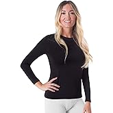 Rocky Thermal Shirts Women Fleece Lined Long Sleeve Shirt Women Thermal Underwear Top Womens Long Johns Tops Base Layer (XX-Large, Black, Heavyweight, One Pack)