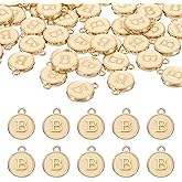 uxcell 52pcs Letter Charm, Enamel Letter Pendants, Alphabet B Pendants Double Sided Beads Charm for DIY Bracelet Necklace Pendants Earring Jewelry, Champagne Gold