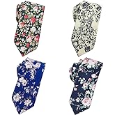 Mantieqingway Men's Cotton Printed Floral Neck Tie Skinny Tie
