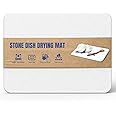 Plentio Quick Dry Stone Drying Mat for Kitchen Counter, Water-Absorbent Diatomaceous Dish Drying Mats, Multi-Purpose Stone Drying Tray for Cups Dishes Bottles, Ivory, 15.7"L x 11.8"W