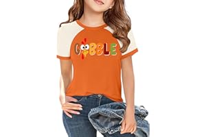 YI XIANG RAN Boys Girls Thanksgiving Shirts Kids Gobble T Shirt Cute Thanksgiving Turkey Graphic Tshirts Long Sleeve Tee Tops 5-14y