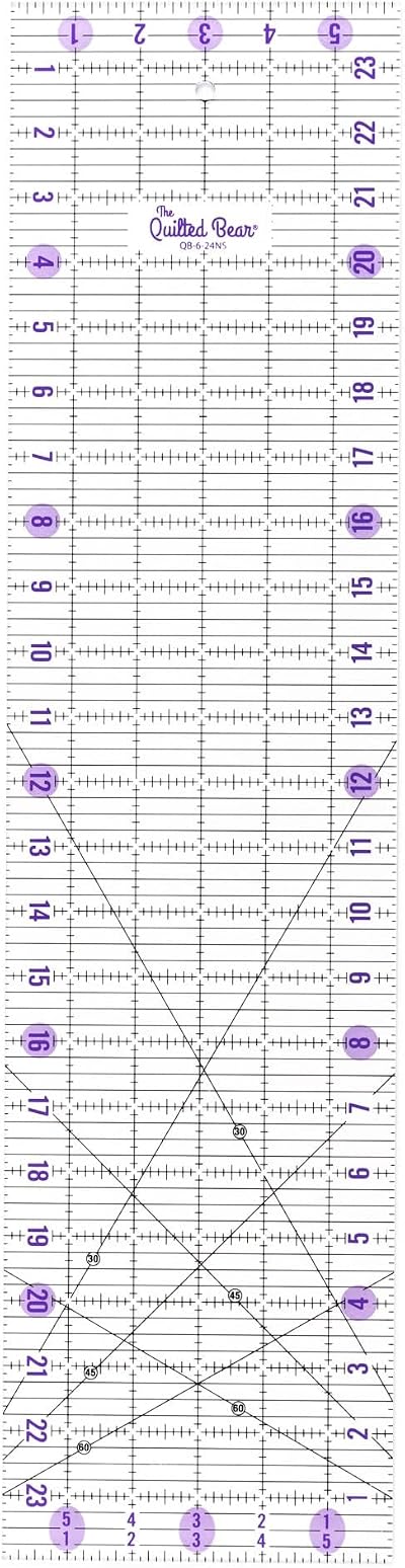 The Quilted Bear Quilting Rulers 6x24 Transparent Non-Slip Acrylic