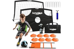 JumpJoys Kids Soccer Goal for Backyard| 6x4 ft Portable Pop Up Soccer Goal Kids Soccer Net | Practice Soccer Net in Multiple Colors | Single Net, Set of Two, Double with Accessories