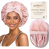 YANIBEST Breathable Soft Silk Bonnet for Sleeping, Breeze Satin Bonnet with Tie Band Hair Wrap Less Frizz Natural Curly Hair