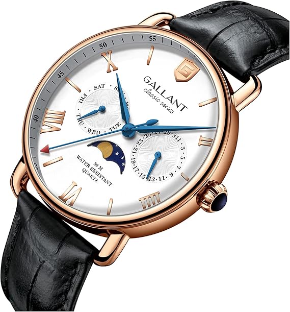 Amazon 腕時計 Gallantメンズ腕時計 多機能 クォーツ時計 日付 曜日 昼夜表示 ローマ数字 日本製ムーブメント 高級感 本革 男性 腕時計 防水時計 ファッション カジュアル ビジネス メンズ腕時計 腕時計 通販