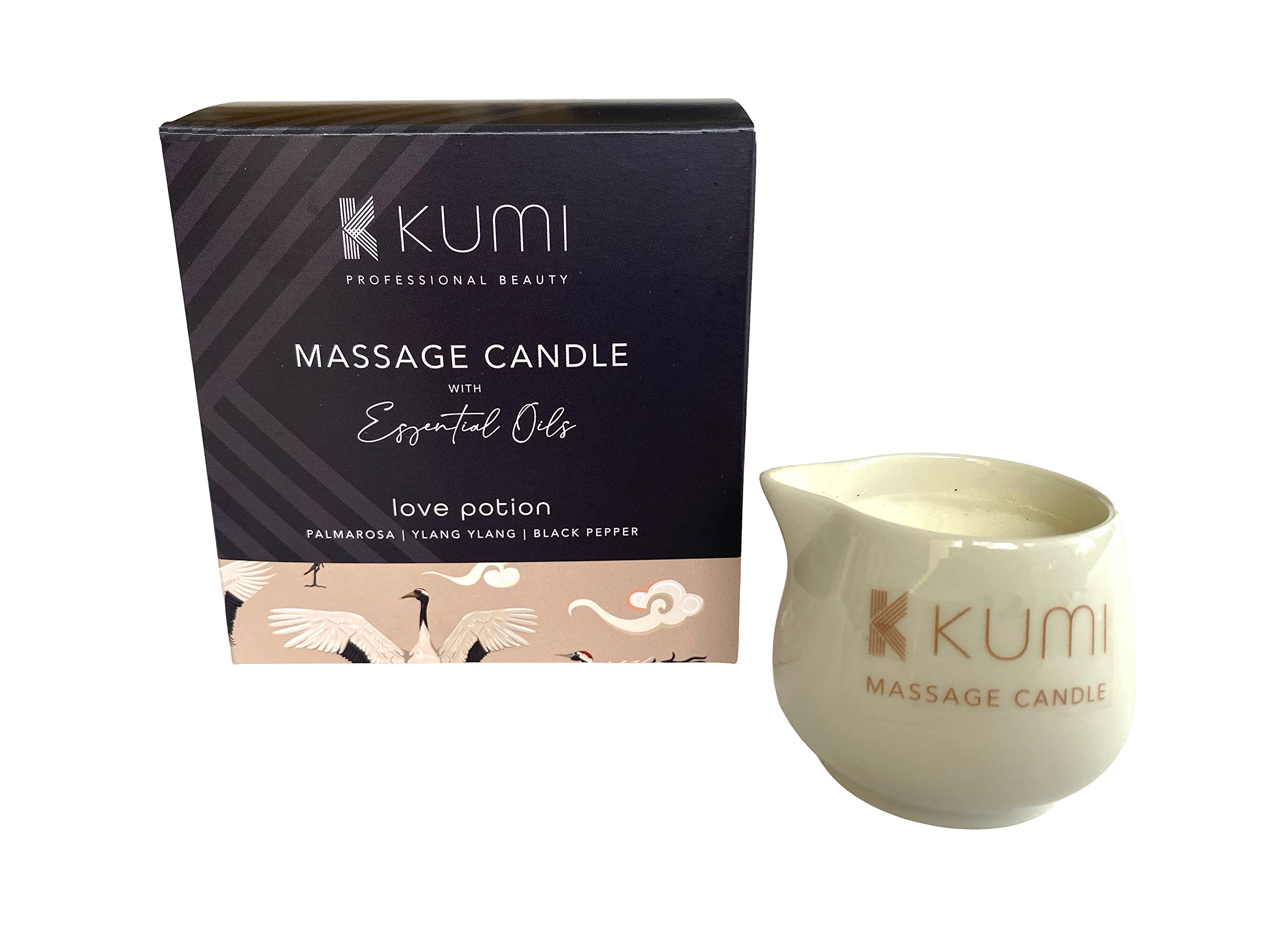Kumi Aromatherapy Massage Candle - Scented Candle for Massage - Plant Based & Vegan Massage Oil Based Candle - Home Spa - UK Made - 55g - Love Potion