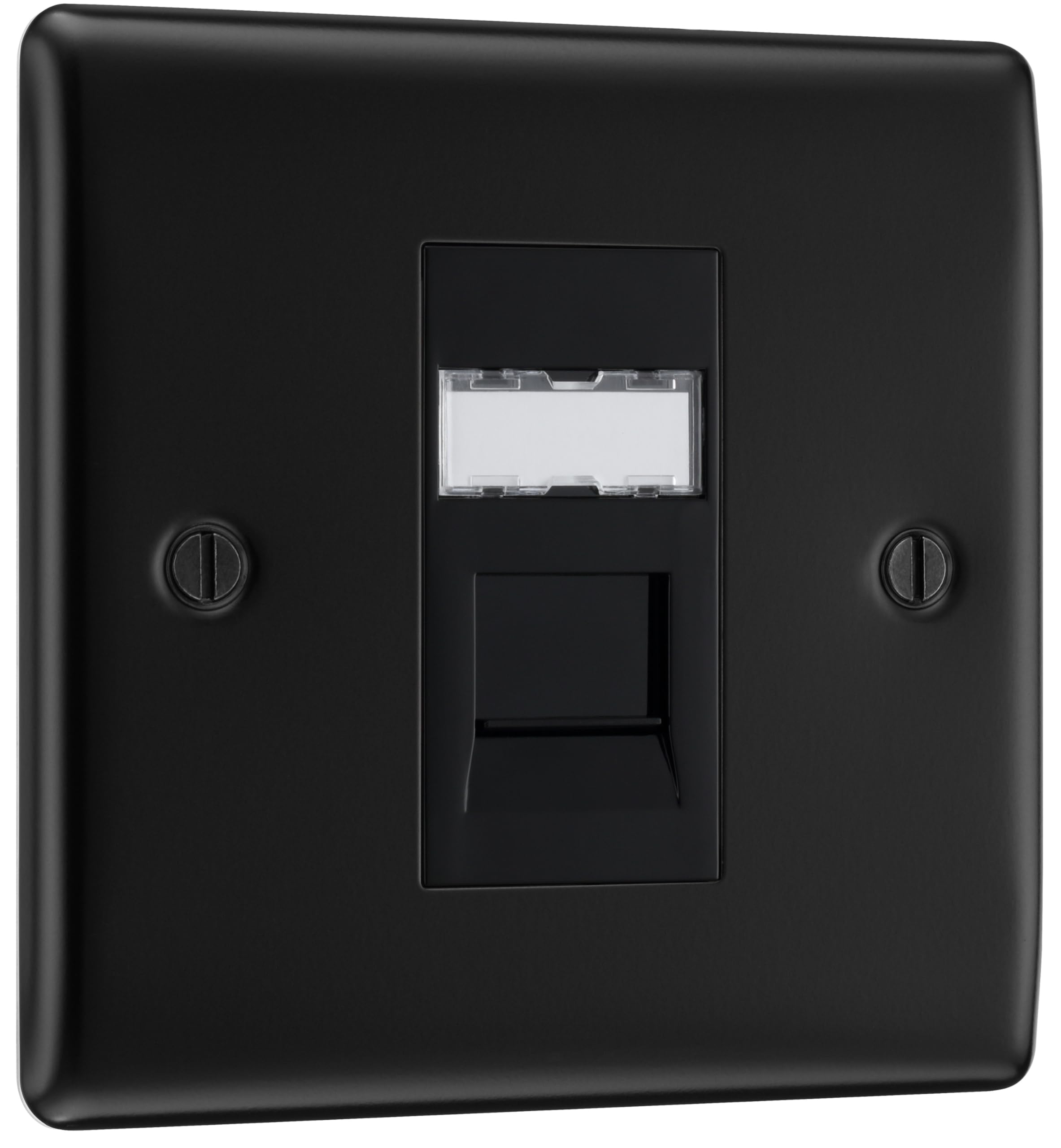 BG Electrical RJ45 Single Data Outlet Telephone Socket, Matt Black