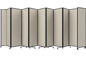 Versare Room Divider 360 Portable Wall Partition | Folding Panels | Large Freestanding Divider | Locking Wheels | Temporary Room Separator