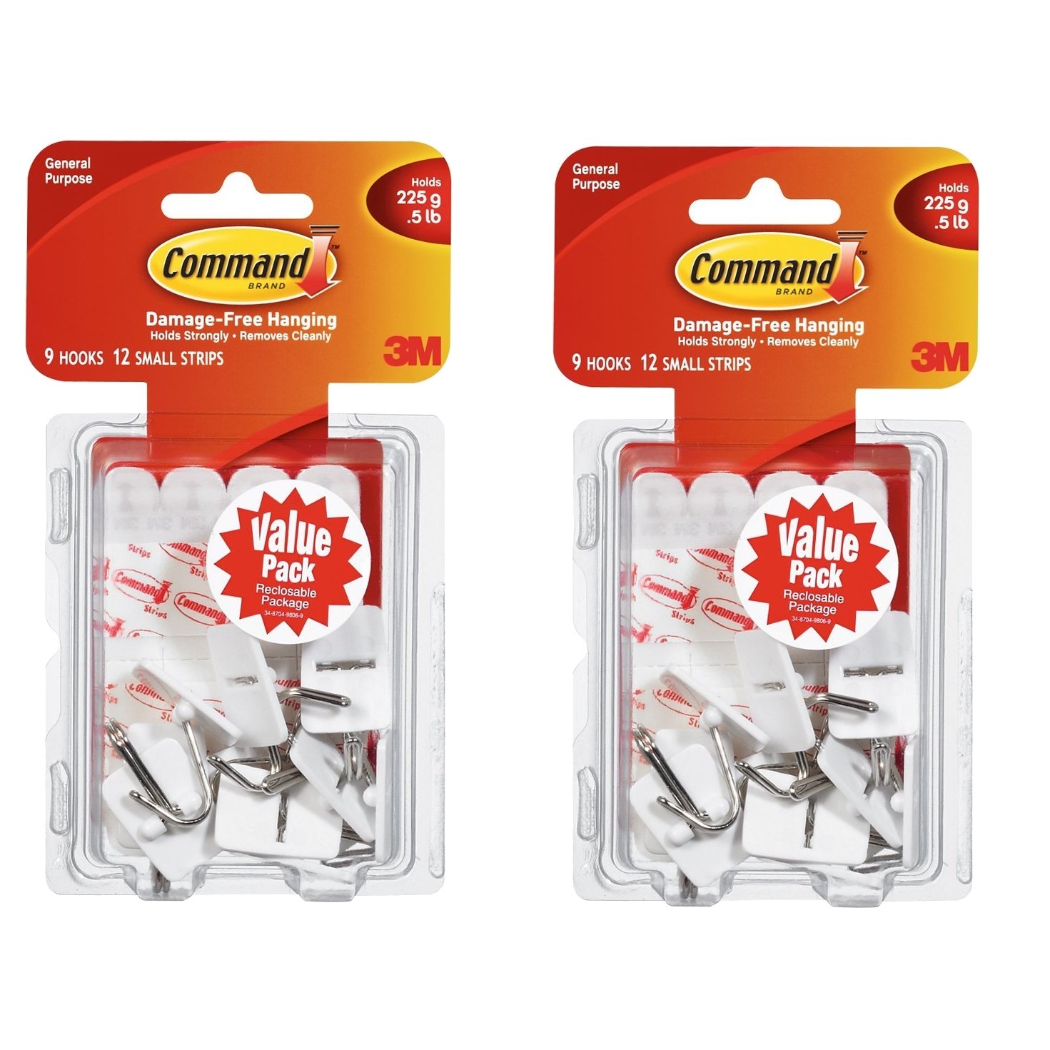 COMMAND Wire Hooks, 18 Pieces, Indoor White, Holds .5 Lbs