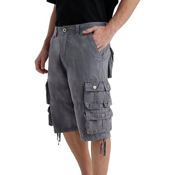 Men's Camo Cargo Shorts - Lightweight Cotton Multi-Pocket Outdoor Short Pants