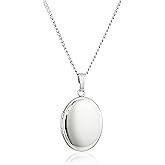 Amazon Essentials Sterling Silver Polished Oval Locket Necklace