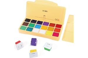 INK LAB HIMI Gouache Paint Set Jelly Cup 18 Vibrant Colors Non Toxic Paints with Portable Case Palette for Artist Canvas Painting Watercolor Papers, Rich Pigment, 30ml/Cup