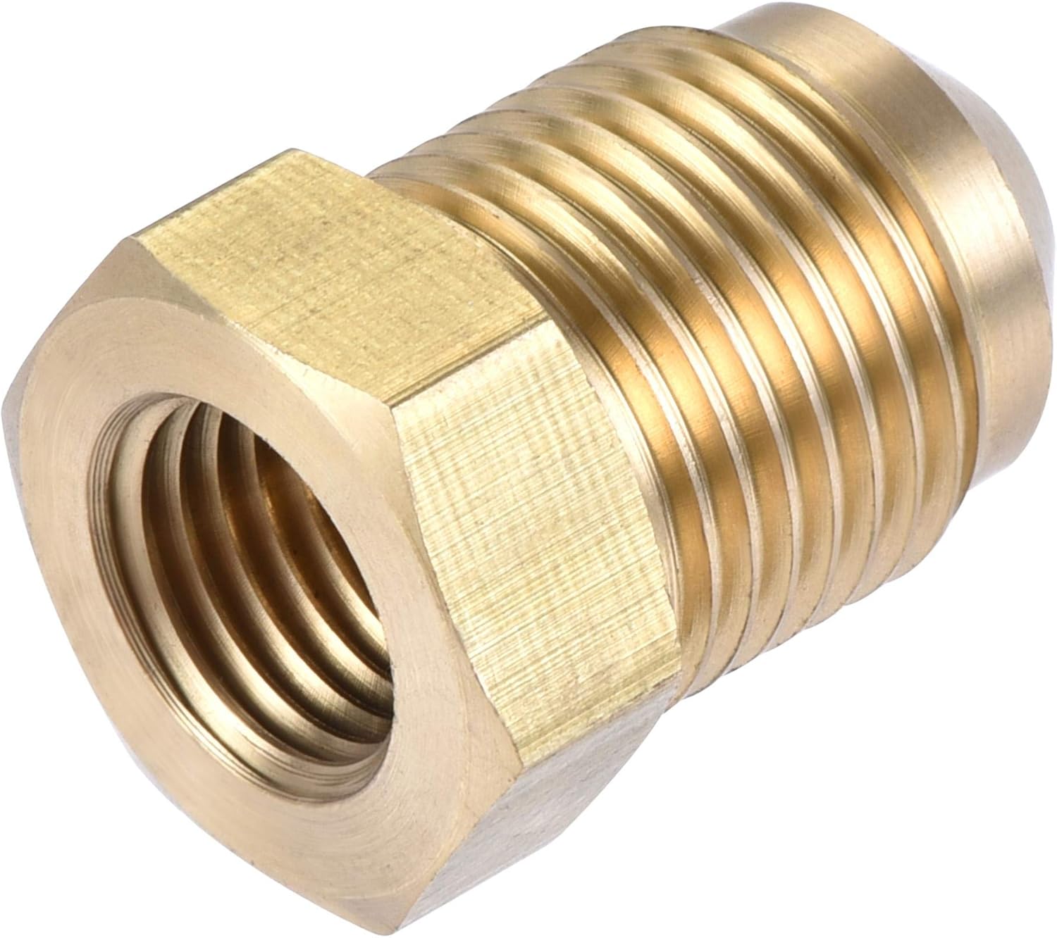 sourcing map Brass Pipe Fitting, 3/8 SAE Flare Male 1/4 SAE Female Thread, Tubing Adapter Connector - Image 5