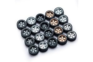 CHENZHIZHAO 1/64 Wheels for Hotwheels, 64 Scale die-cast Model Modification, 64 Scale Miniature Scene Production, ABS Injection Rubber Tires, 5 Sets Packaging，Style L