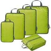 BAGAIL 5 Set Ultralight Compression Packing Cubes Travel Accessories Expandable Packing Organizers(Green)
