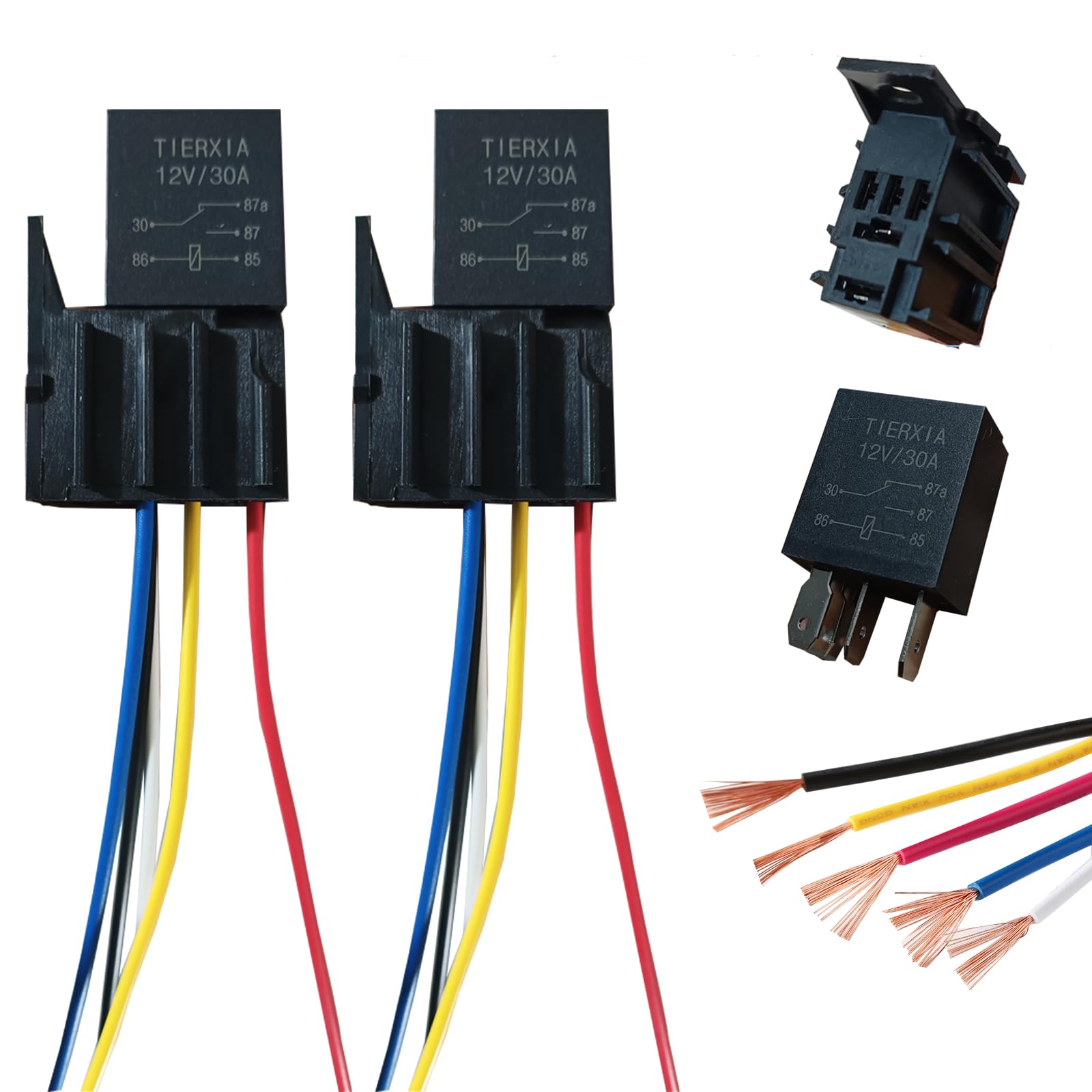 4Pcs 5 Pin 12V 30A Relay, Car Starter Switch Relays, Multi Purpose Automotive Relayfor Motorcycle, Truck, Motor, Van, Boat, Fans, High Performance Replacement Accessories