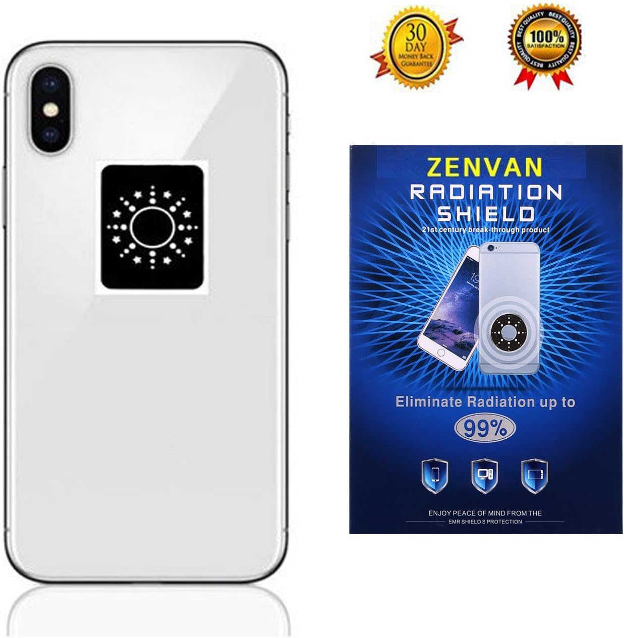 EMF Protection Sticker, ZENVAN EMF Blocker for Cell Phone, Tablet, Kindle, Router, WiFi, Alexa, Echo and More| Keep You and Your Family from Radiation | 1.6 x 1.23 inches, Black