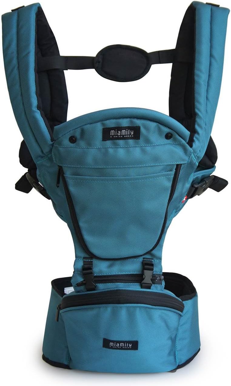MiaMily Hipster Plus Baby Carrier with 9 Carry Positions and Ergonomic Design with Protection for Baby or Newborn Blue