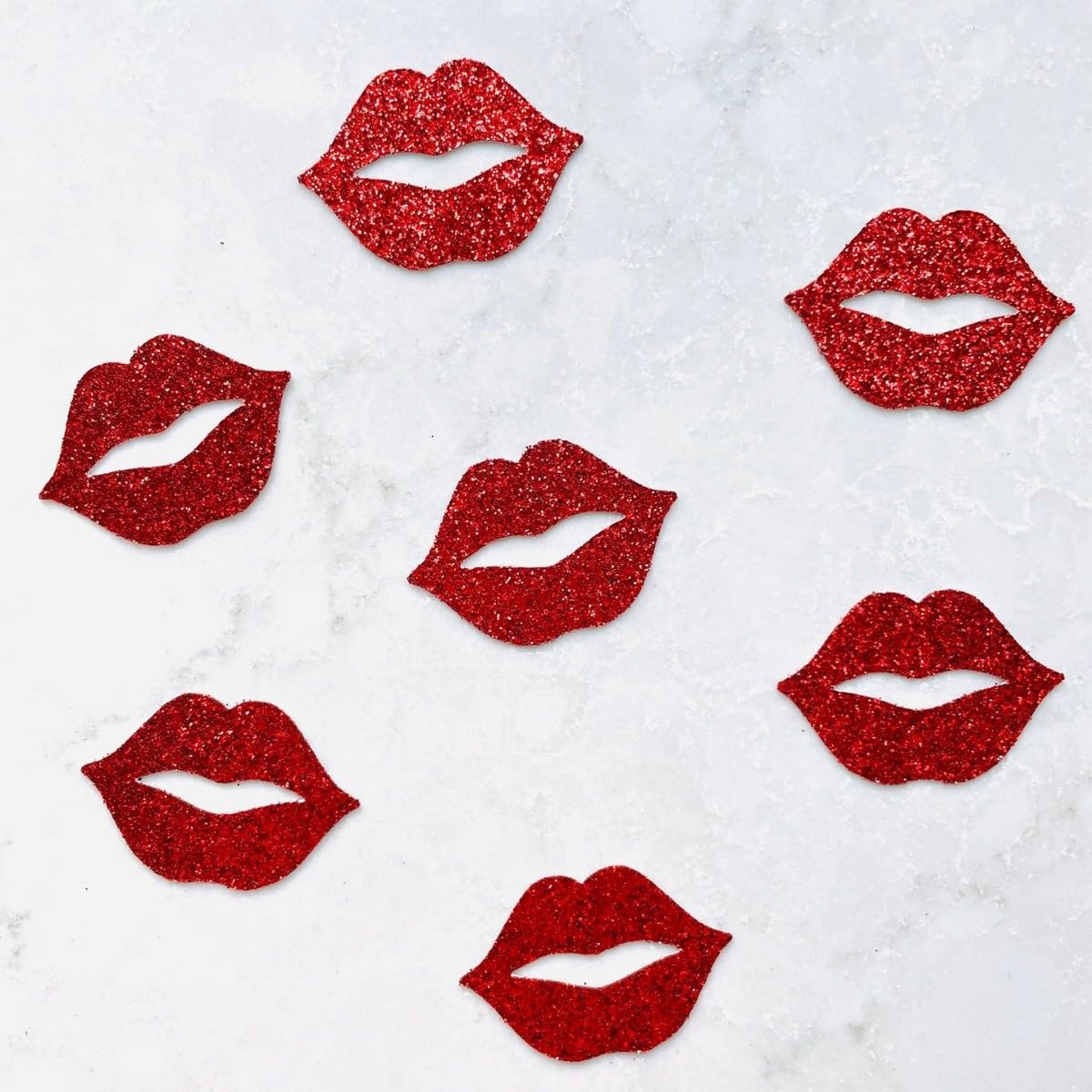 Photo 1 of 100 Pcs Glitter Lips Confetti Valentine's Day Wedding Anniversary Party Table Paper Confetti Decoration for Valentine's Day Bachelorette Party Decorations (Red)
