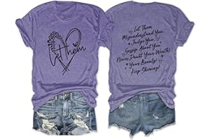 Cxquxse Let Them Shirts for Women Short Sleeve V Neck Graphic Tees 2024 Summer Inspirational Funny Saying Let Them Shirts