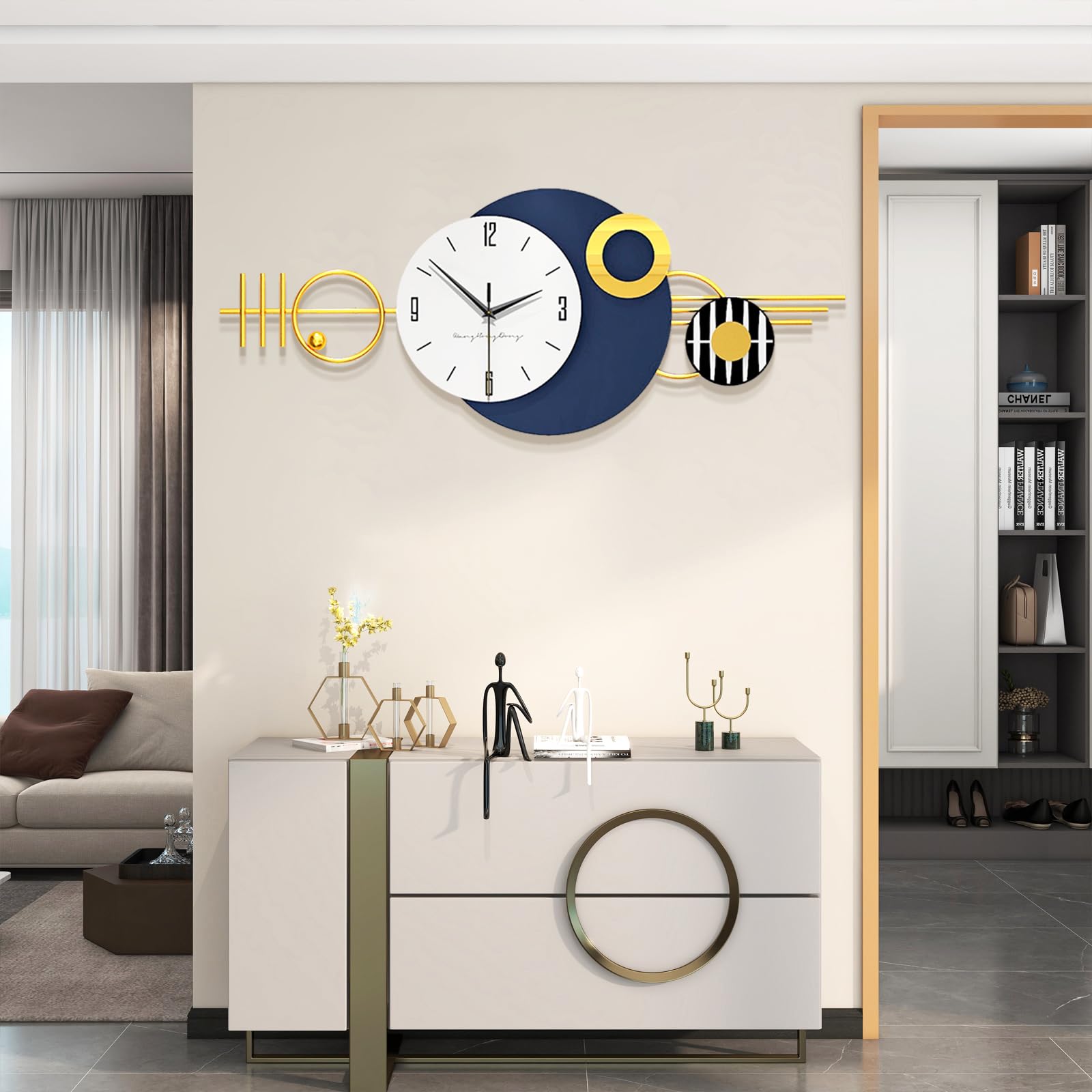 Photo 1 of ***FACTORY SEALED***
FLEBLE Extra Large Wall Clock for Living Room Decor Modern Decorative Art Clock Silent Non Ticking Quartz Battery Powered Metal Wall Decor Clock for Bedroom Kitchen Office Indoor 16x39 inches