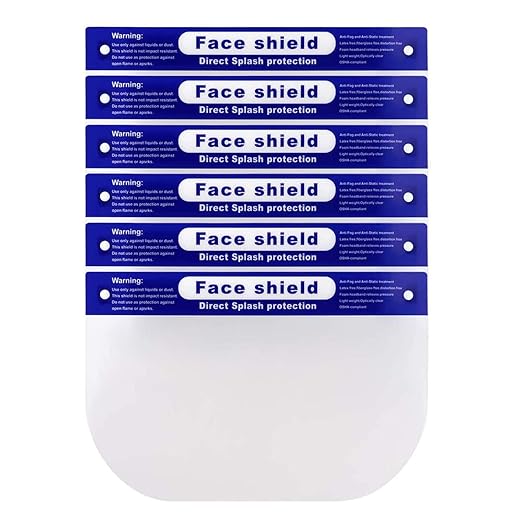 COMMUNIS 5 Pcs Reusable Safety Face Shield Anti-fog ProtectiveFace Shield Universal Transparent Full Face Protection Visor Anti-Spitting Splash Facial Cover for Men & Women
