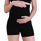 Sunzel Women's Maternity Yoga Shorts with Pockets Over The Belly Pregnancy High Waisted Comfy Stretchy Biker Workout Shorts