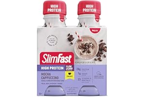 SlimFast Advanced Energy High Protein Meal Replacement Shake, Mocha Cappuccino, 20g of Ready to Drink Protein with Caffeine, 11 Fl. Oz Bottle, 4 Count (Packaging May Vary)