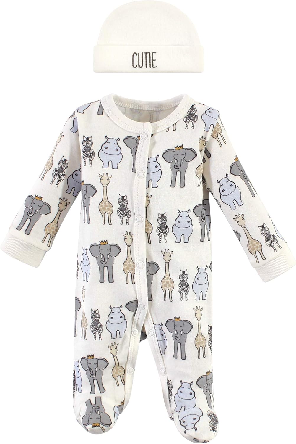 Hudson Baby Unisex Baby Preemie Sleep and Play and Cap, Royal Safari: Clothing