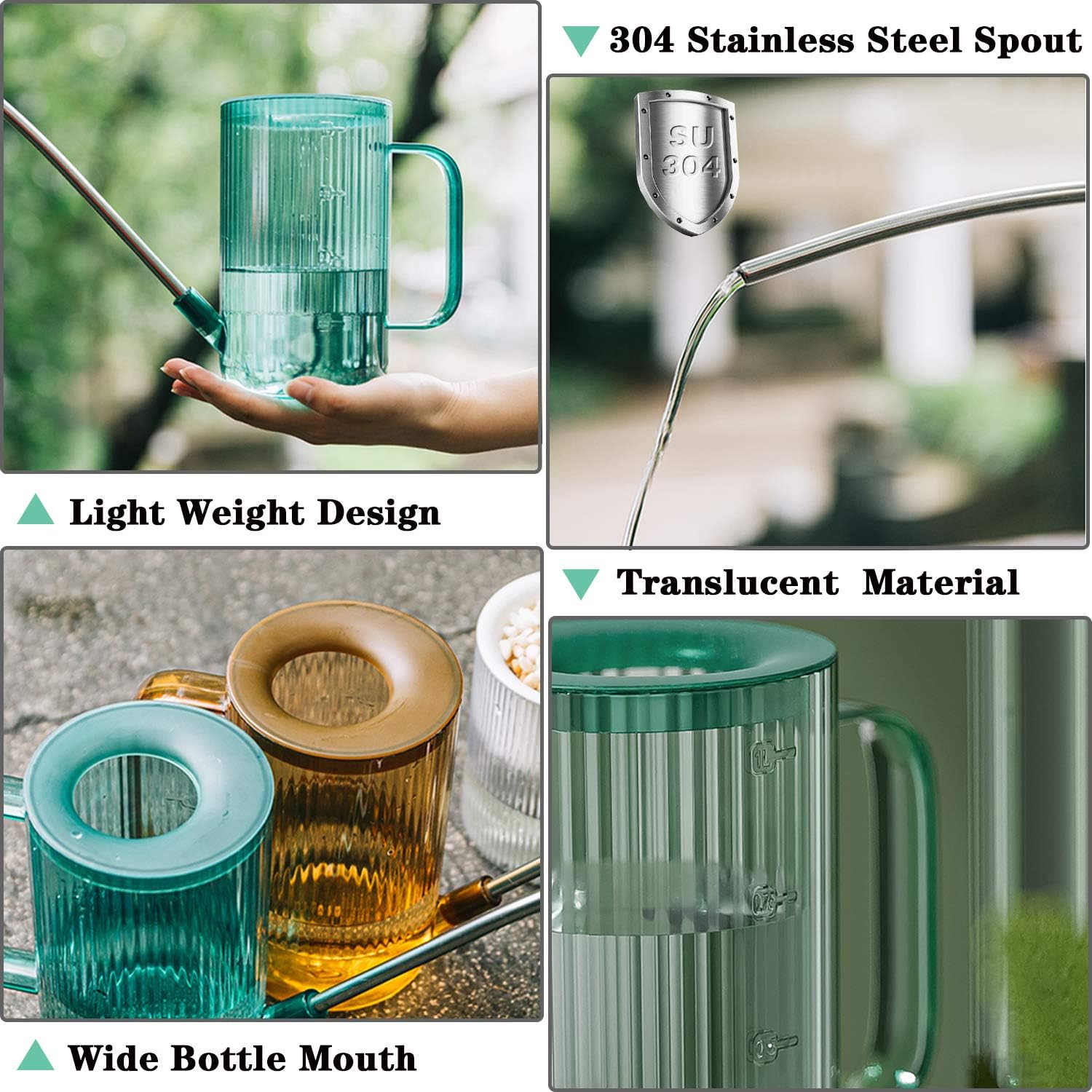 Vaupan Plant Watering Can, Stainless Steel Long Spout Watering Pot with 500ml Fine Mist Spray Bottle for Watering Indoor Outdoor Plants, Succulents and Flowers (34oz/1L Green) : Garden & Outdoor