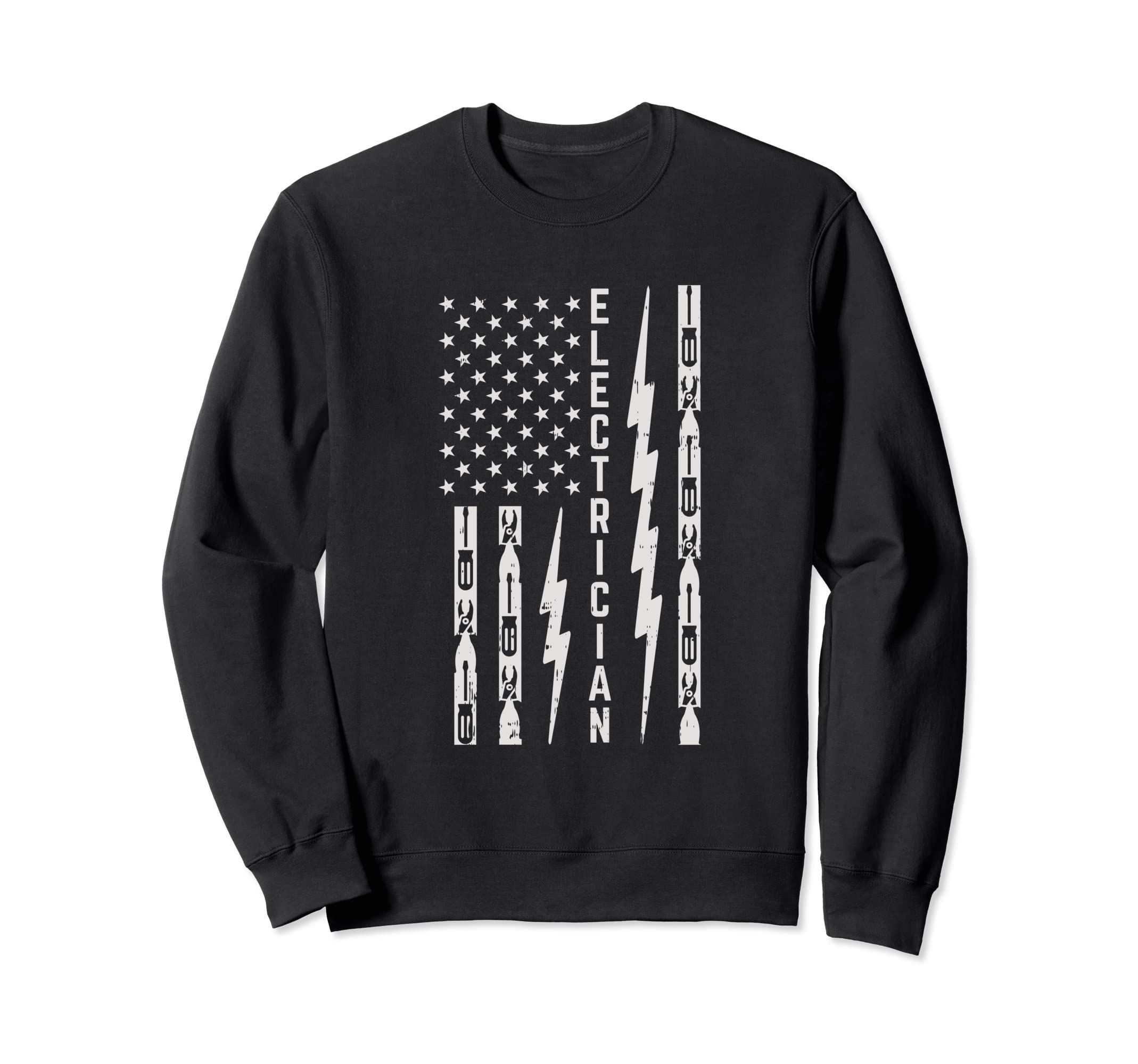 Electrician Tools, Flash & American Flag - Funny Electrician Sweatshirt