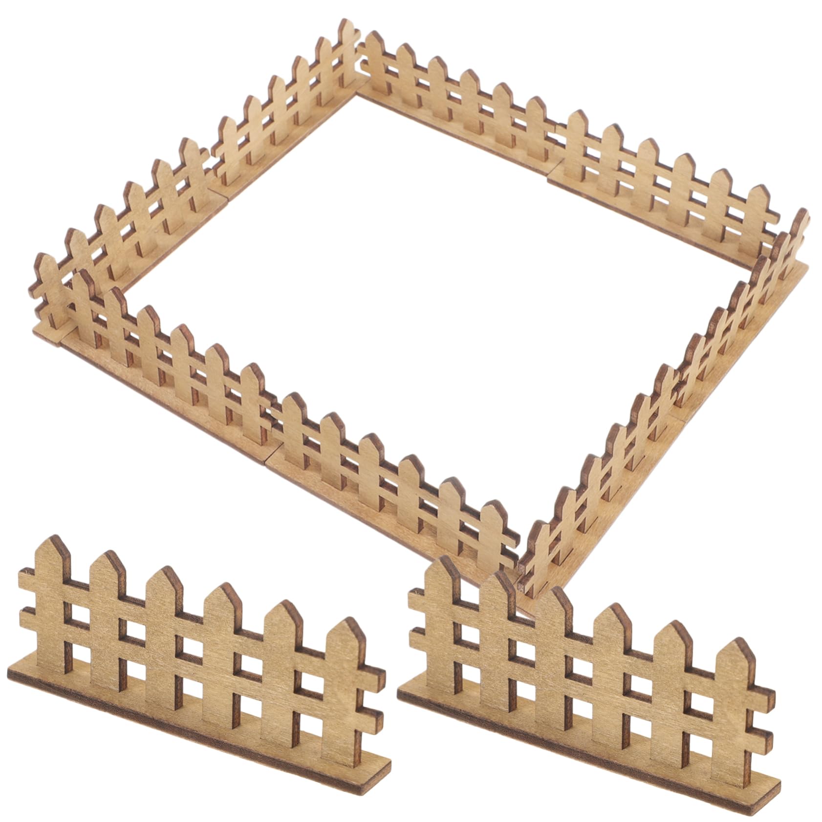 Milisten Miniature Wooden Fence 3.15 Inch Small Wood Picket Fence Panels for Dollhouse Garden Fairy Landscape Decor DIY Micro Scene 10 Pieces