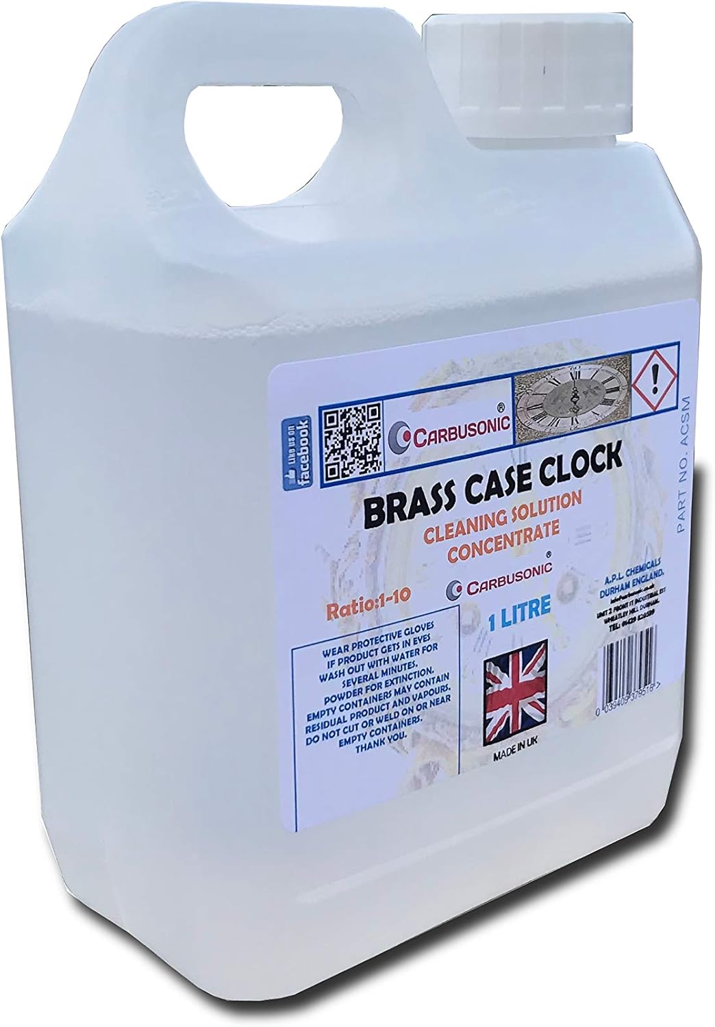 Ultrasonic Brass Clock Cleaning Fluid Solution Concentrate 1lt for Sensitive Metals and Antiques Ultrasonic Brass Clock Cleaning Fluid Solution Concentrate 1lt for Sensitive Metals and Antiques