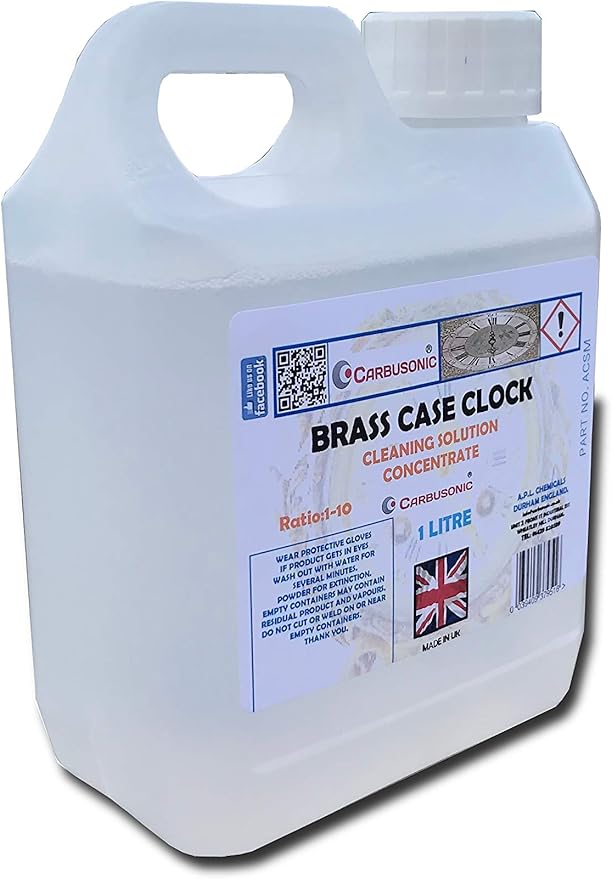 Ultrasonic Brass Clock Cleaning Fluid Solution Concentrate 1lt for Sensitive Metals and Antiques