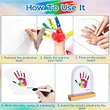 SSJkeji Family Handprint Kit with Wooden Frame 5 Panels 6 Paints view 3