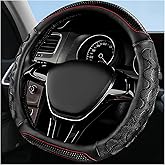 MTRPS Car Steering Wheel Cover, Anti-Slip Breathable Steering Wheel Protector with 3D Honeycomb Design, Sporty Elastic Protective Cover for 14.5-15 Inch Flat Bottom Steering Wheels (Black)