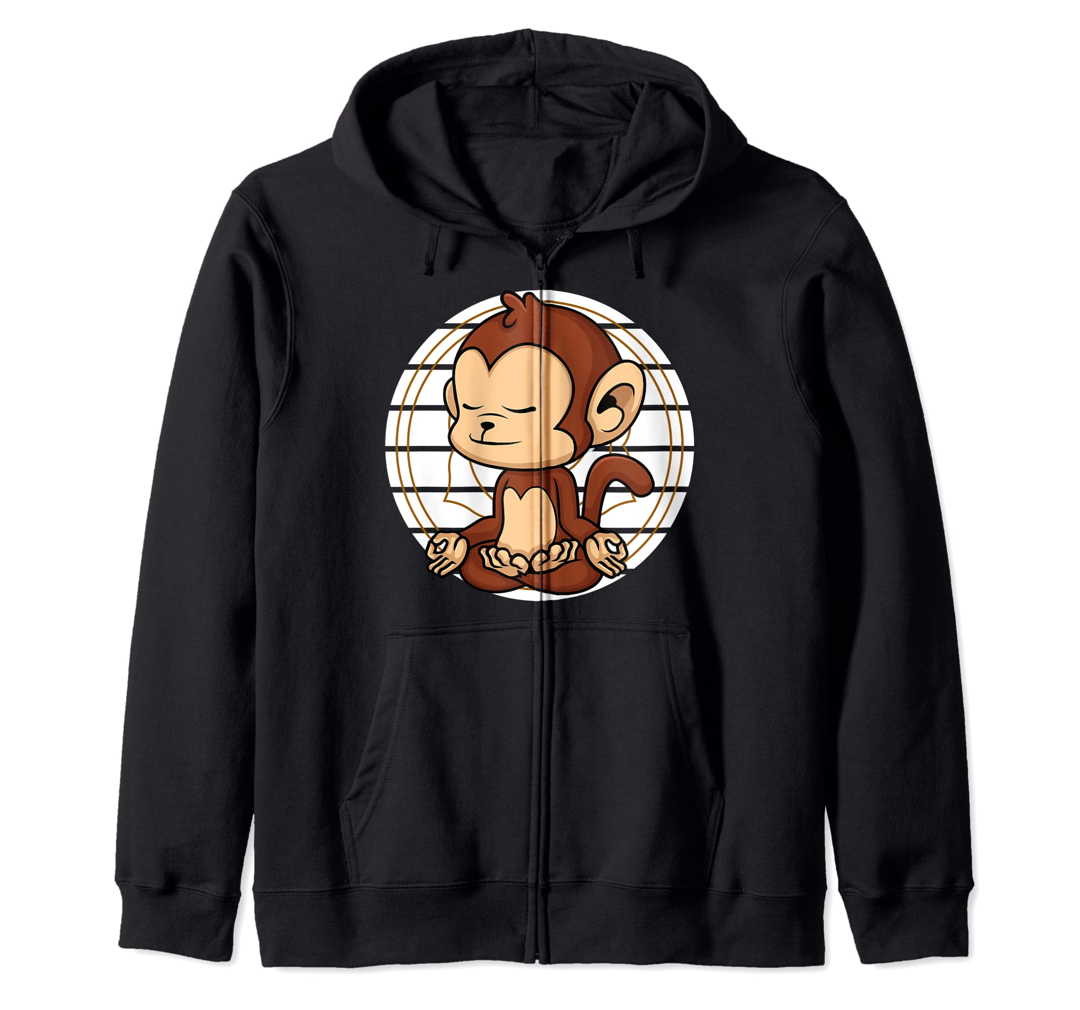 Cute Monkey Meditating Chakra Yoga Meditation Namaste Zip Hoodie