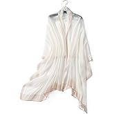 STARWHISPER Women's Gold Trim Silk Scarf Shawl Wrap - Elegant Accessory for Evening Dress - Gift Packaged