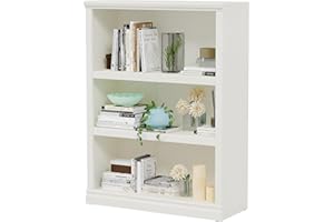 Bevfint 43 in Tall Bookcase, 3-Tier Bookshelf Open Storage, 33 inch Wide Floor Standing Indoor Furniture, Book Cases for Home School Library Office Bedroom Kids, White 3 Tiers